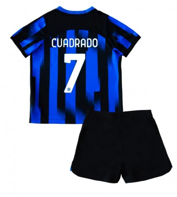 Inter Milan Juan Cuadrado #7 Koti Pelipaita Lasten 2023-24 Lyhyet Hihat (+ Lyhyet housut)